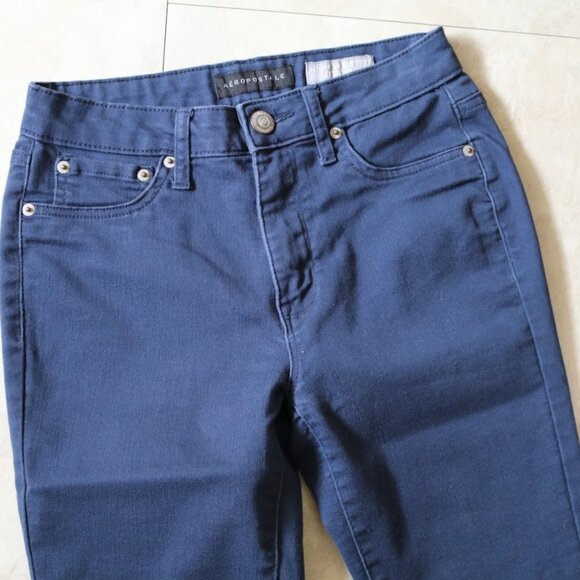 AEROPOSTALE Seriously Stretchy Skinny Ankle High-Rise Jegging - Navy, Sz 2 Short - Picture 6 of 15